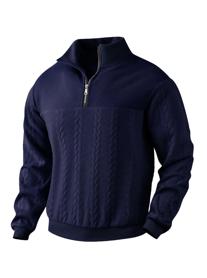 Herren Hoher Kragen Strickpullover mit Reißverschluss Aliams