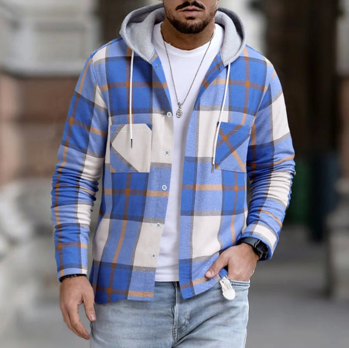 Herren Freizeitjacke mit Kapuze und Karomuster Aliams