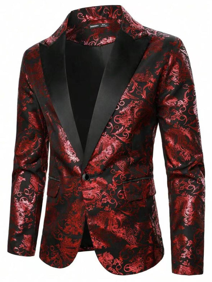 Herren Eleganter Pailletten-Blazer im floralen Design Aliams
