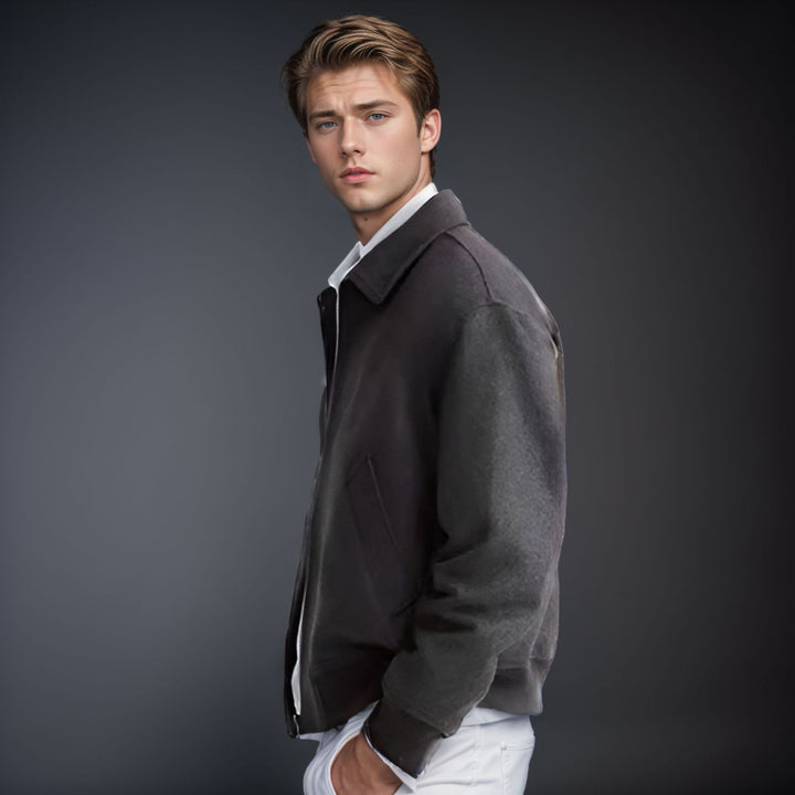 Herren farbenfrohe Fleece-Bomberjacke mit seitlichen Taschen Aliams