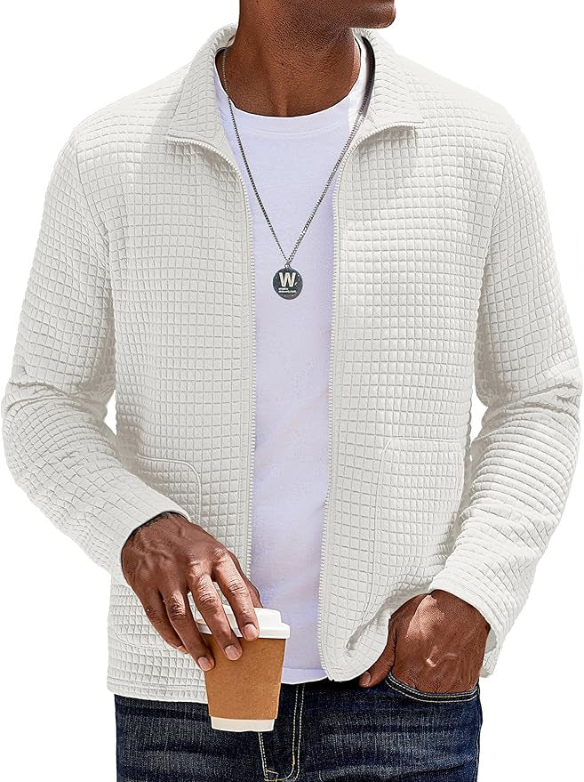 Herren Strukturierte Sweatjacke mit hohem Kragen und praktischen Taschen Aliams