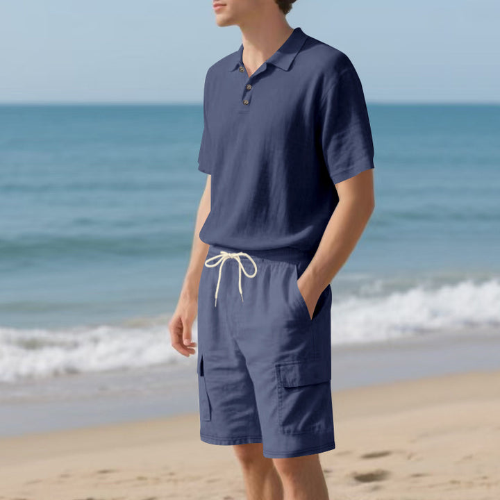Herren Poloshirt und Badeshorts mit praktischen Taschen Aliams