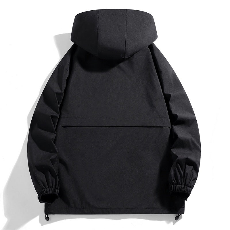 Herren Wasserabweisende Übergangsjacke mit verstellbarer Kapuze und praktischen Taschen Aliams