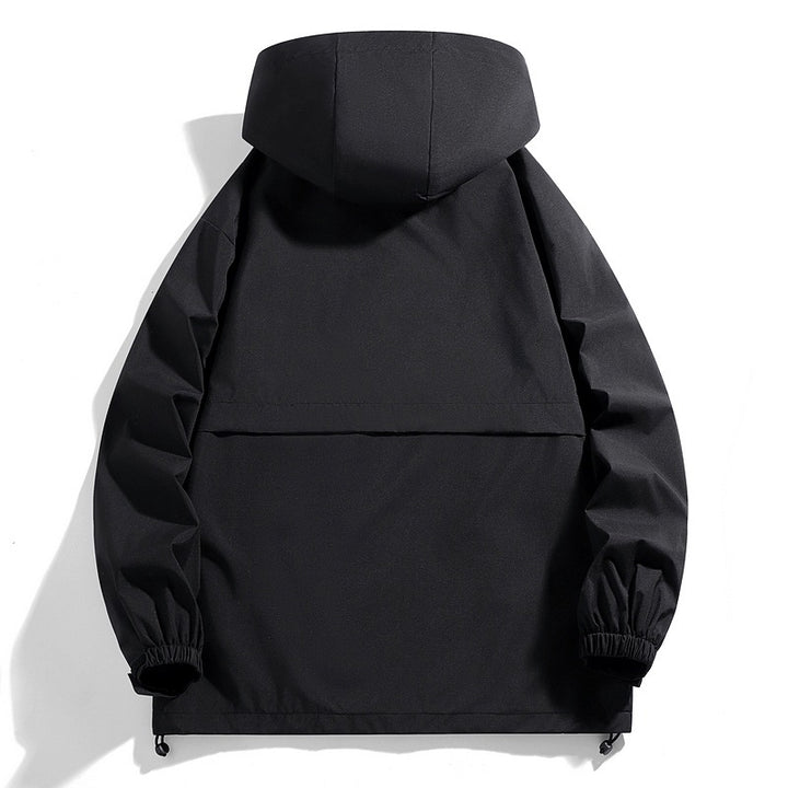 Herren Wasserabweisende Übergangsjacke mit verstellbarer Kapuze und praktischen Taschen Aliams