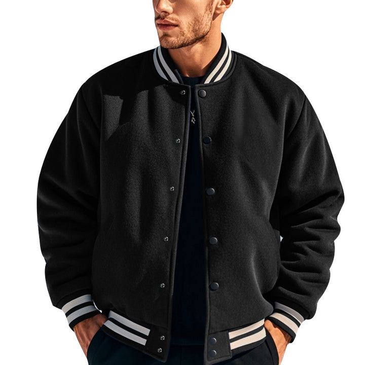 Herren sportliche Collegejacke mit hochgeschlossenem Kragen und klassischen elastischen Bündchen Aliams
