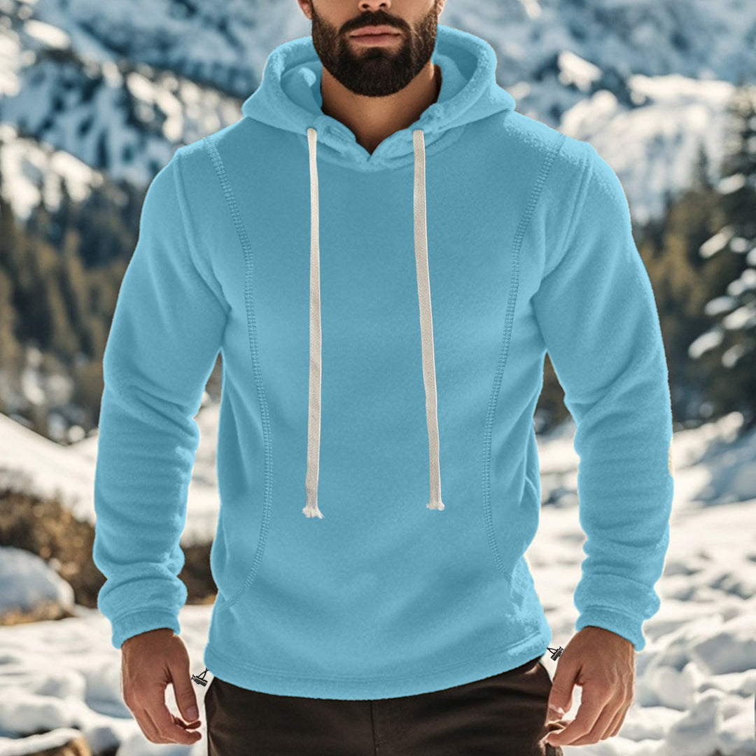 Herren weicher Fleece-Hoodie mit Schneeschutz und kontrastierenden Säumen Aliams