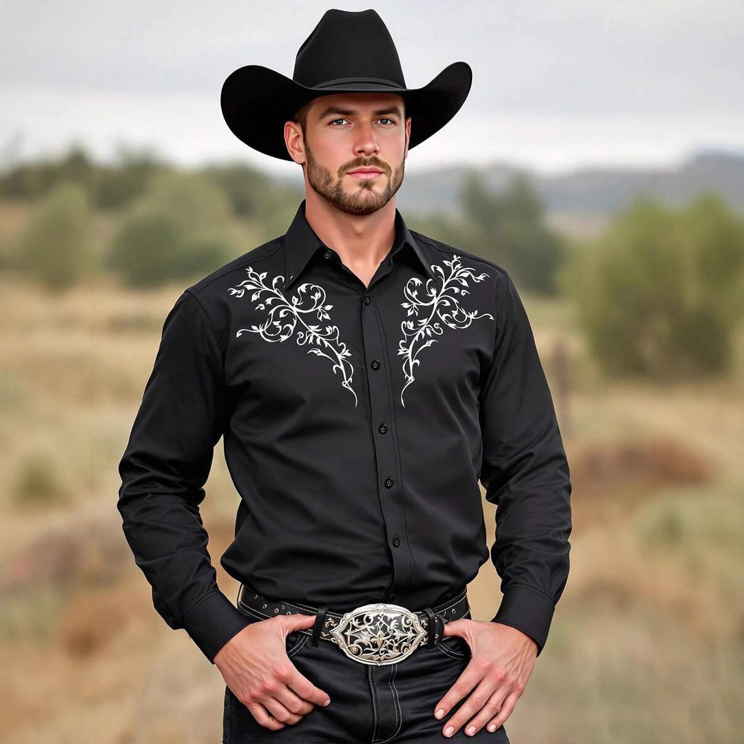 Herren Westernhemd mit kunstvoller Stickerei Aliams