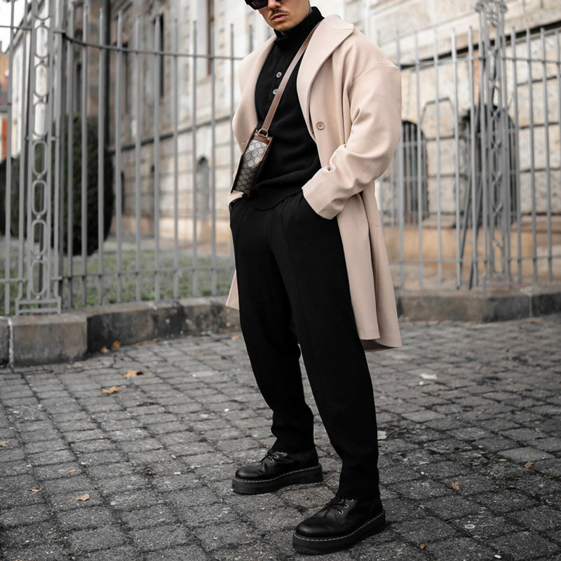 Herren eleganter Übergroßer Wollmantel Aliams