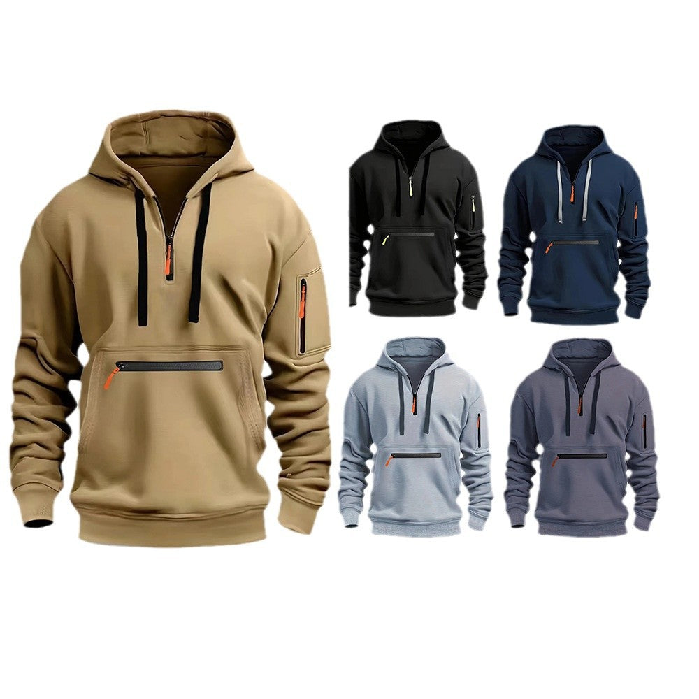 Herren Sportlicher Kapuzenpullover mit praktischen Reißverschlusstaschen Aliams