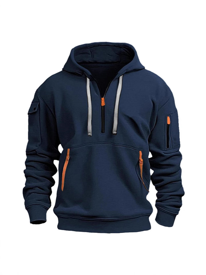 Herren funktionale Kapuzenpullover mit mehreren Reißverschlusstaschen Aliams