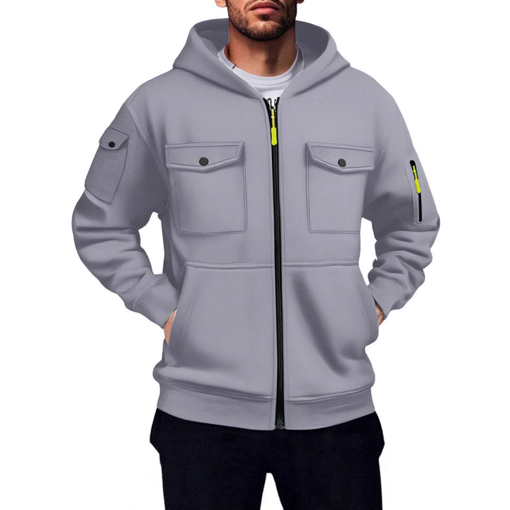 Herren praktische Kapuzenjacke mit vielseitigen Taschen Aliams