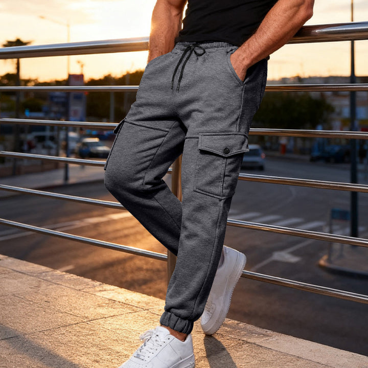 Herren Cargo-Jogginghose mit verstellbarem Bund und seitlichen Taschen Aliams