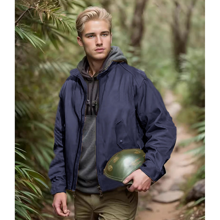 Herren funktionale Outdoor-Jacke mit verstellbarem Kapuzenkragen und praktischen Reißverschlusstaschen Aliams