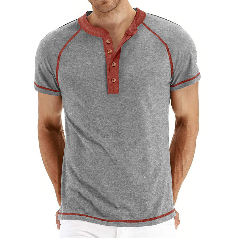Herren Kurzarm-Henley-Shirt mit kontrastierenden Details und bequemer Passform Aliams