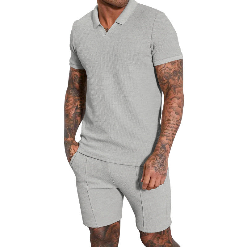 Herren Poloshirt mit strukturiertem Gewebe und shorts Aliams