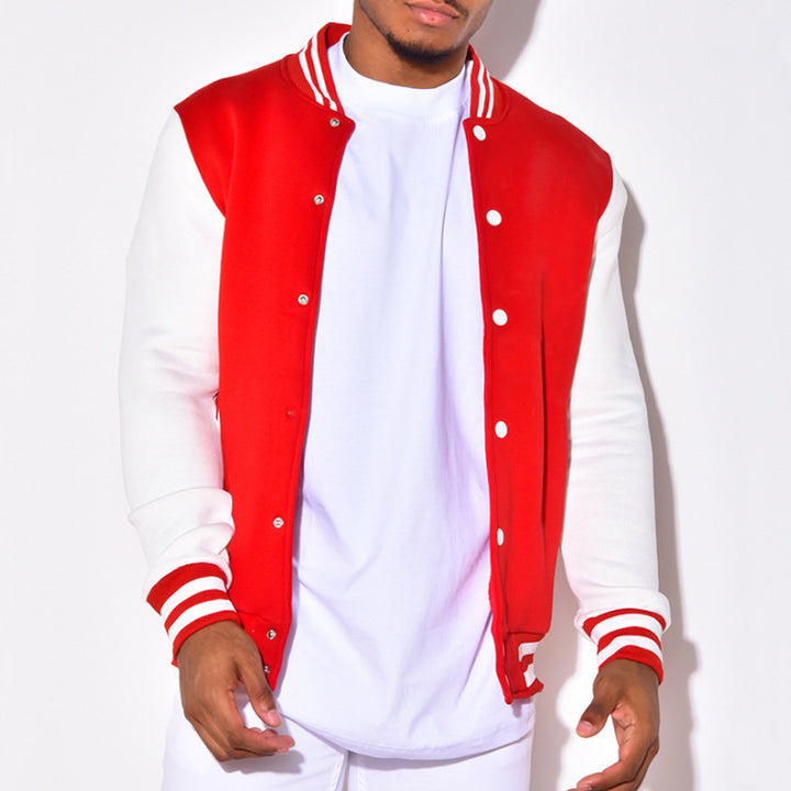 Herren sportliche Collegejacke mit gestreiften Ärmelbündchen und praktischen Knöpfen Aliams