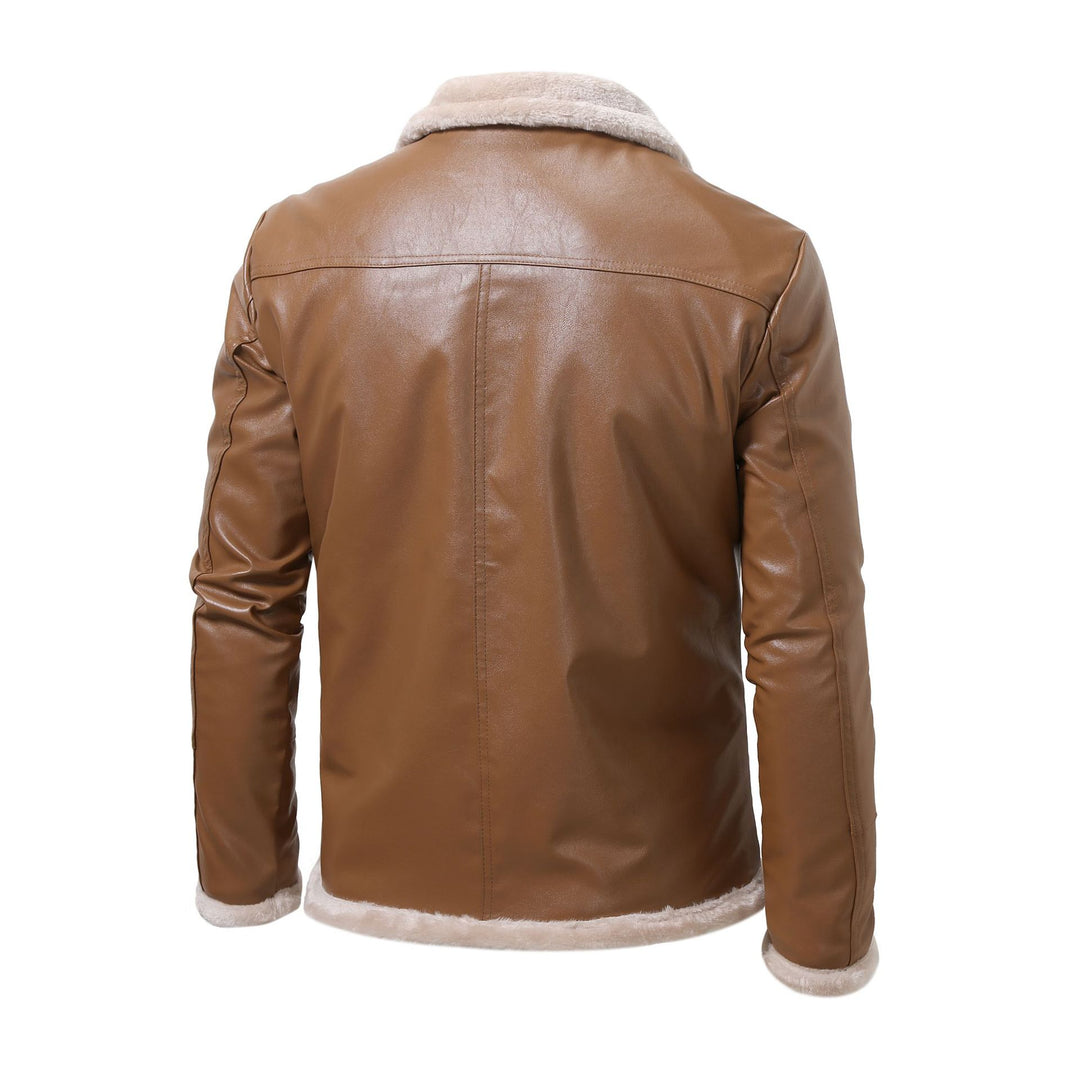 Herren eleganter Kunstlederjacke mit warmer Fütterung Aliams