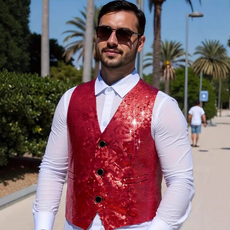 Herren Funkelnde Pailletten-Weste Aliams