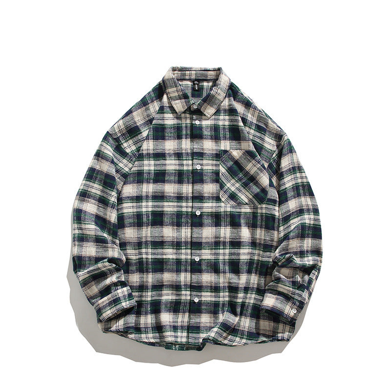 Herren komfortables Flanellhemd mit modernem Karomuster und Brusttasche Aliams