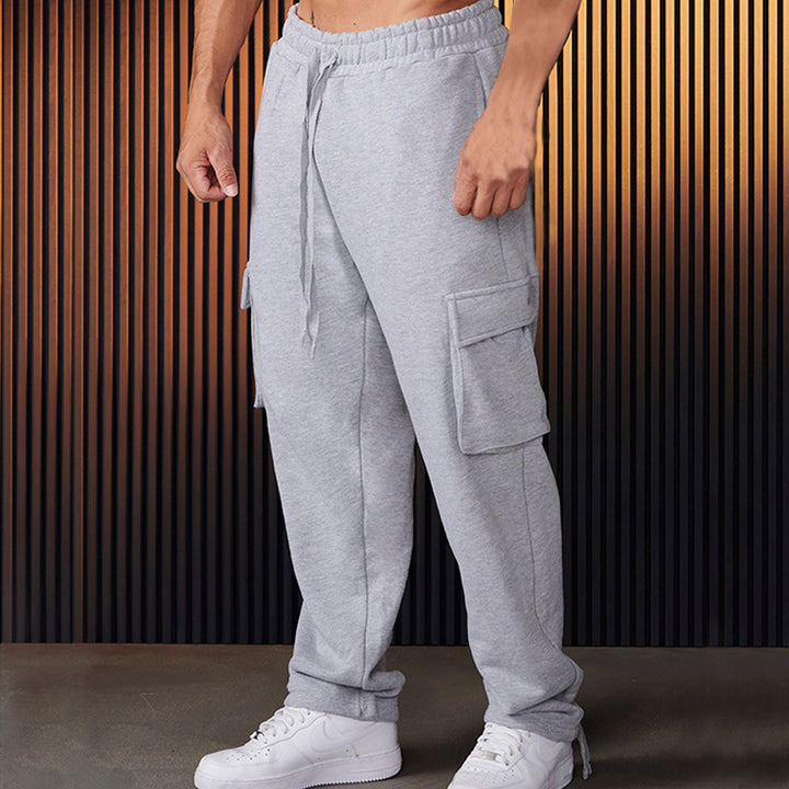 Herren entspannte Cargo-Hose mit praktischem Taschen-Design und elastischem Bund Aliams