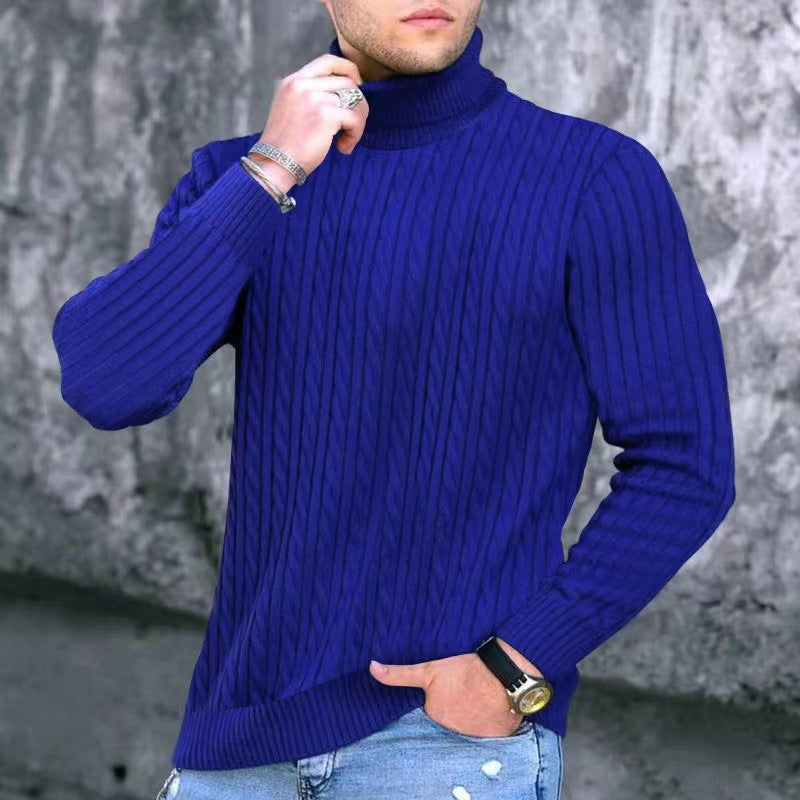 Herren Strickpullover mit modernem Rippmuster und hohem Kragen Aliams