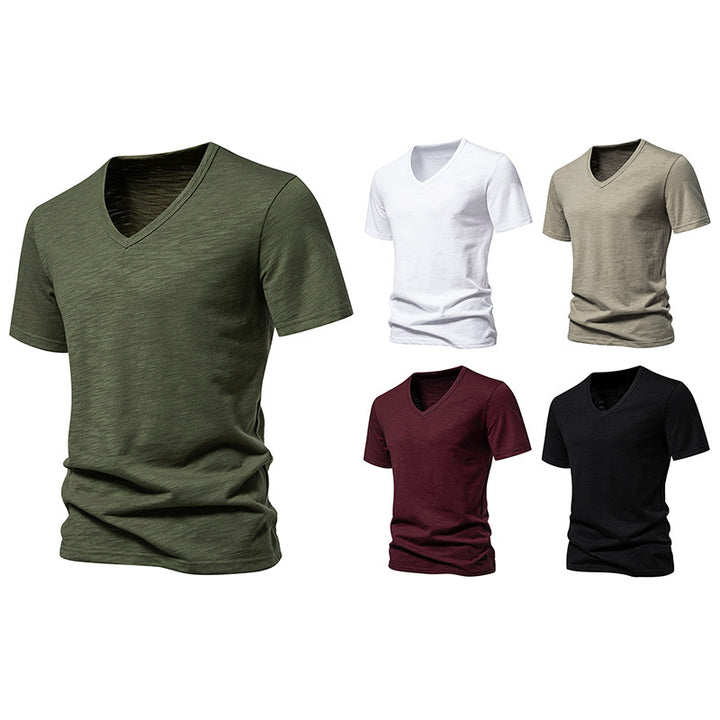 Herren V-Ausschnitt T-Shirt aus atmungsaktiver Baumwolle mit komfortablem Sitz Aliams