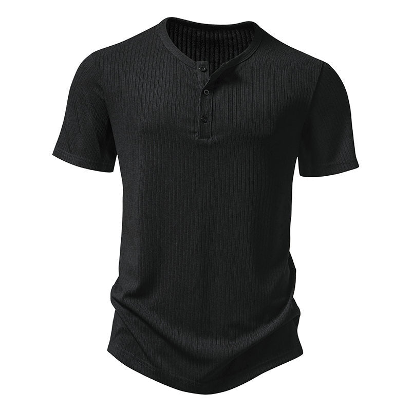 Herren Kurzarm-Henley-Shirt mit strukturiertem Design Aliams