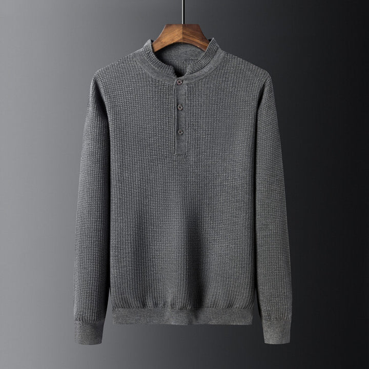 Herren Strukturierter Langarm-Pullover mit Knopfleiste Aliams