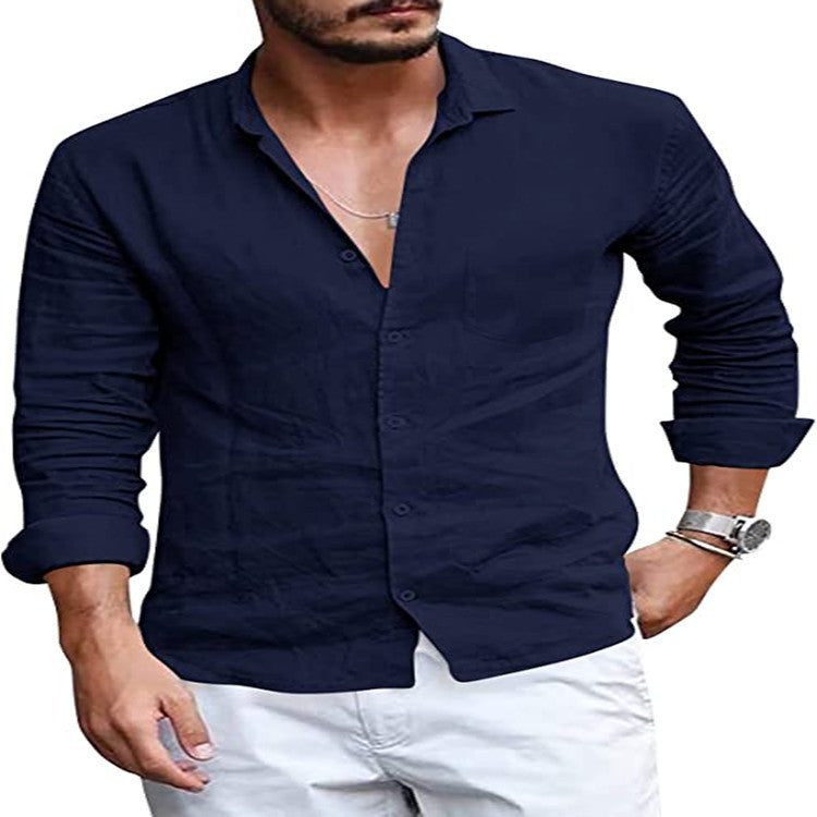 Herren Hemd aus hochwertigem Leinen mit schickem Kragen und lässigem Schnitt Aliams