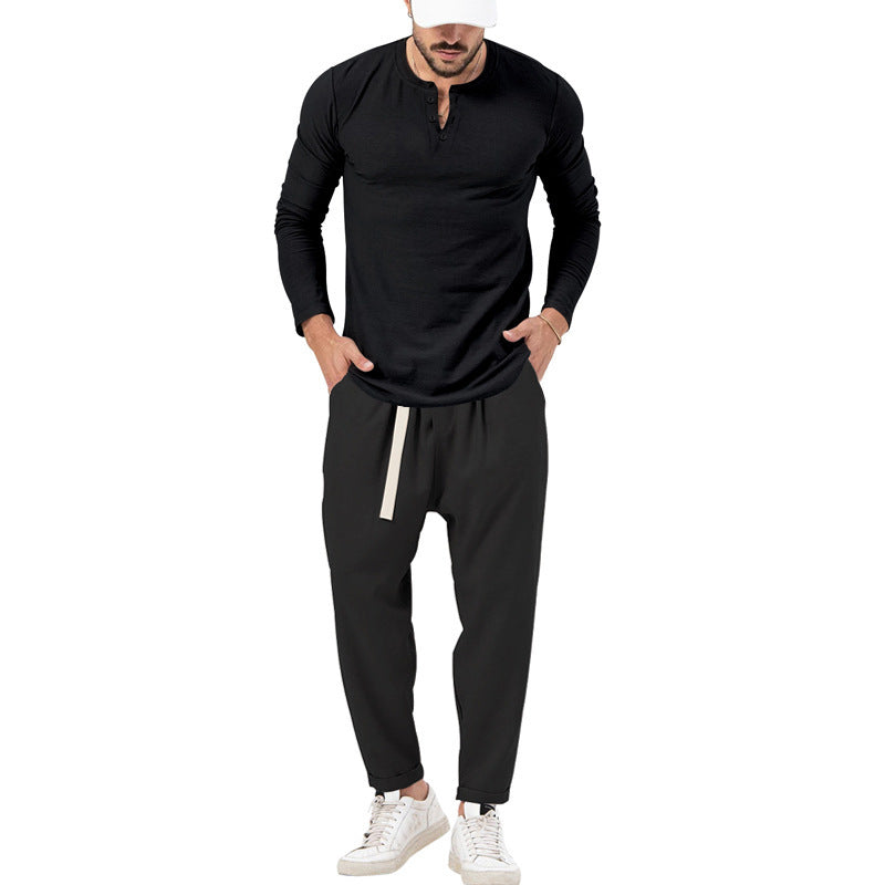 Herren Bequeme Jogginghose mit modischen Details und lässigem langarm Shirt Aliams
