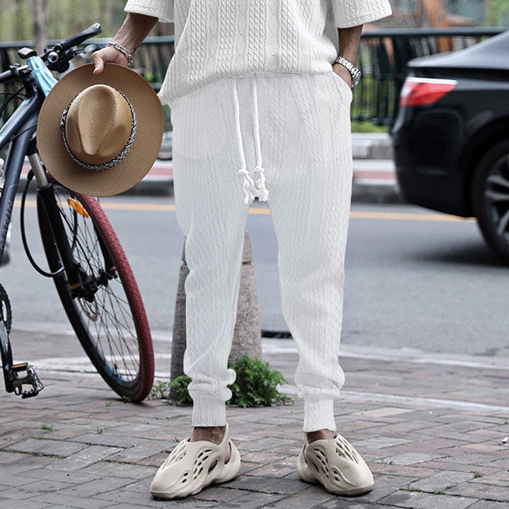 Herren Freizeit-Jogginghose mit elastischem Bund und strukturierter Oberfläche Aliams