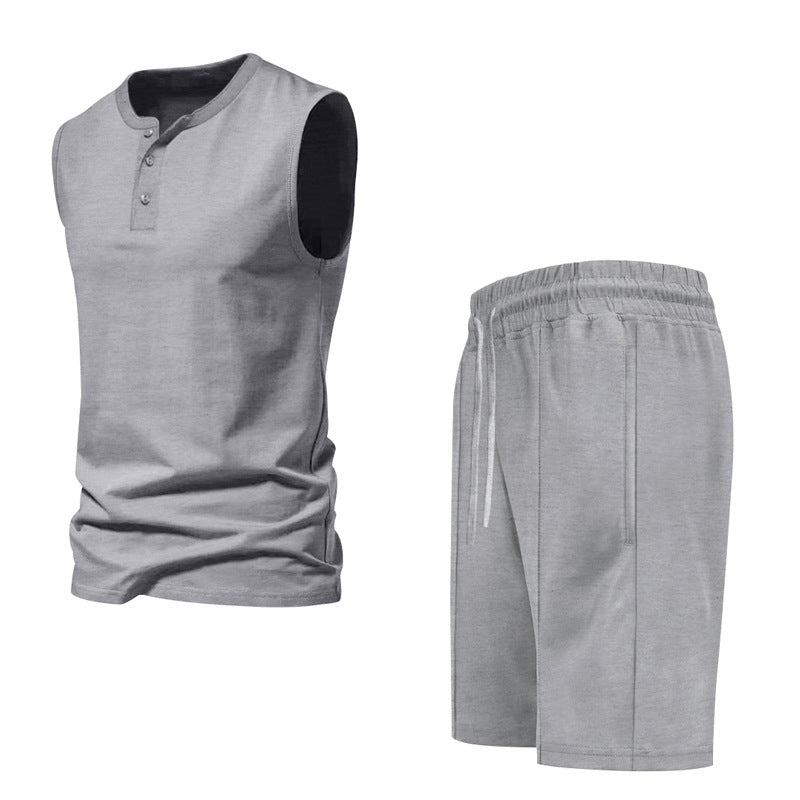 Herren ärmelloses Trainingsoberteil und Shorts-Set aus atmungsaktivem Material Aliams