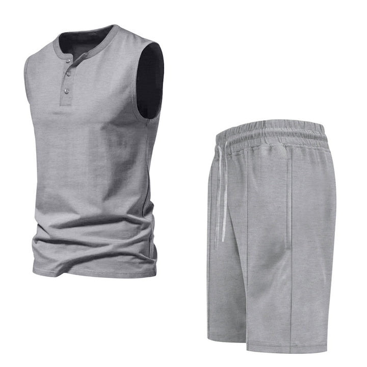 Herren ärmelloses Trainingsoberteil und Shorts-Set aus atmungsaktivem Material Aliams