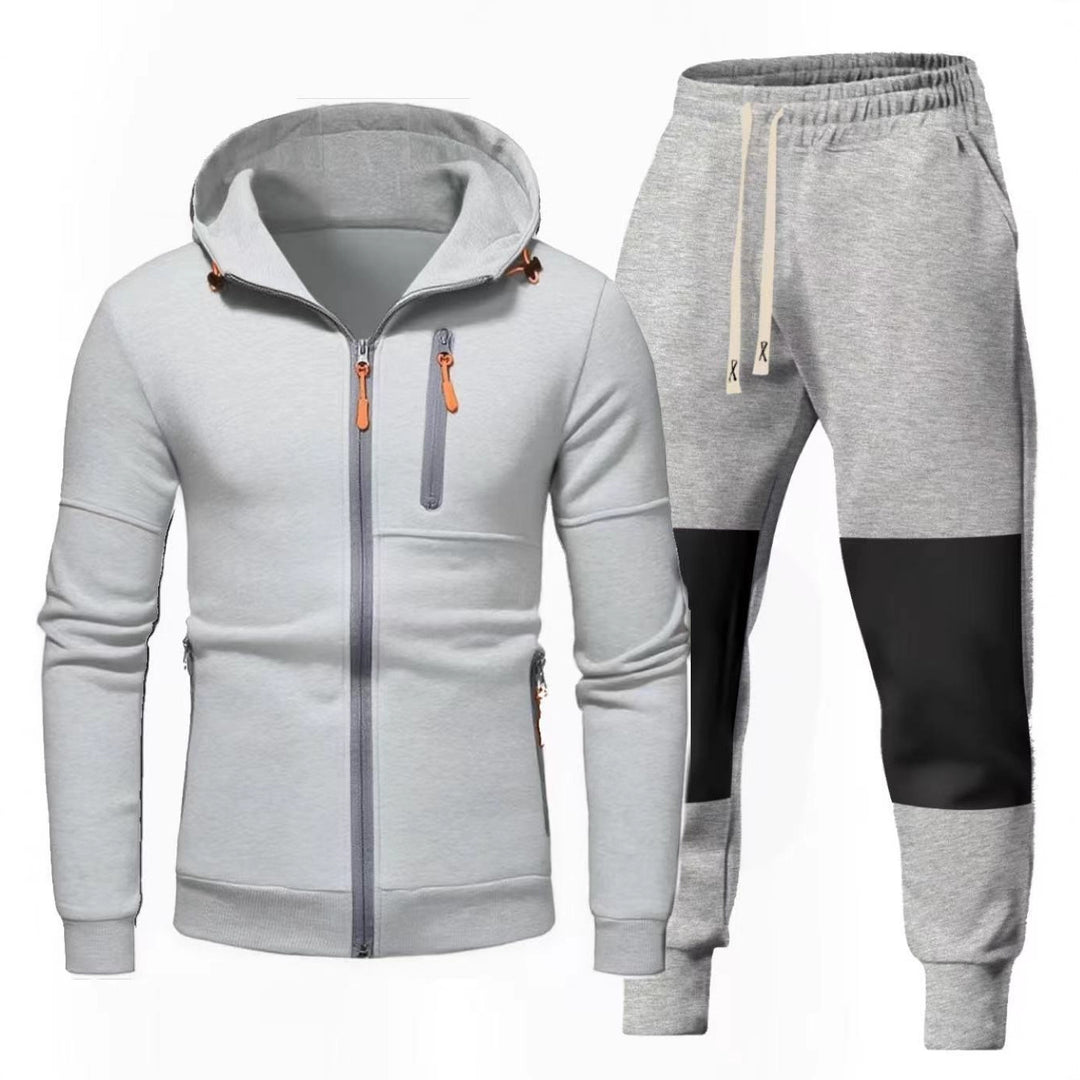Herren Sportliches Hoodie- und Jogginghose-Set mit Funktionalen Reißverschlusstaschen Aliams
