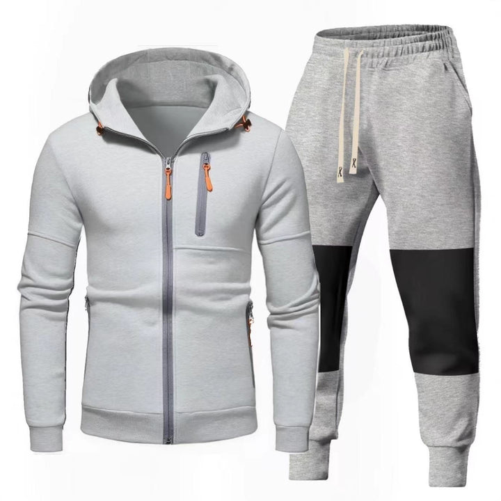 Herren Sportliches Hoodie- und Jogginghose-Set mit Funktionalen Reißverschlusstaschen Aliams