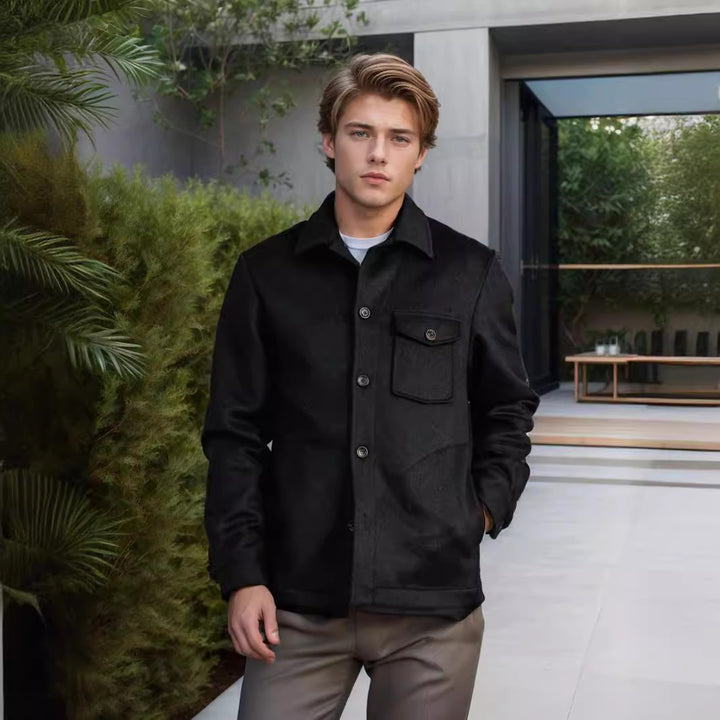 Herren Wolljacke im strukturierten Design mit praktischer Brusttasche Aliams