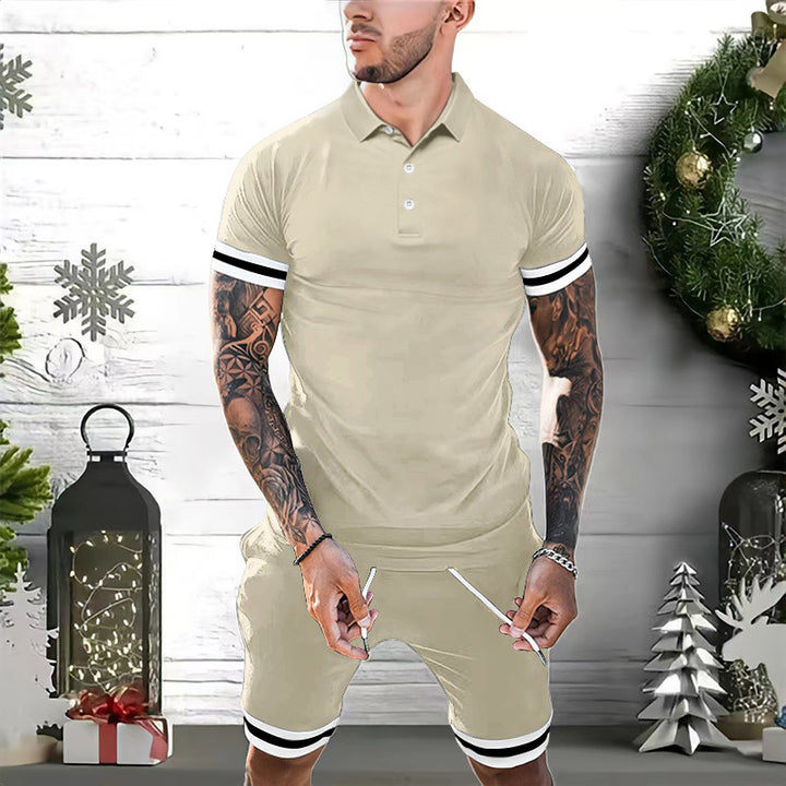 Herren Sportliches Kurzarm-Polohemd mit kombiniertem Shorts-Set Aliams