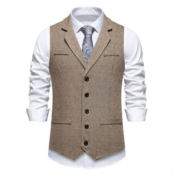 Herren Anzugweste im eleganten Herringbone-Muster mit praktischen Taschen Aliams