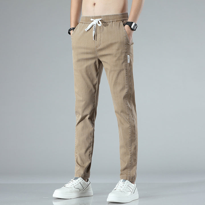 Herren bequeme Chinohose mit verstellbarem Bund und seitlichen Taschen Aliams