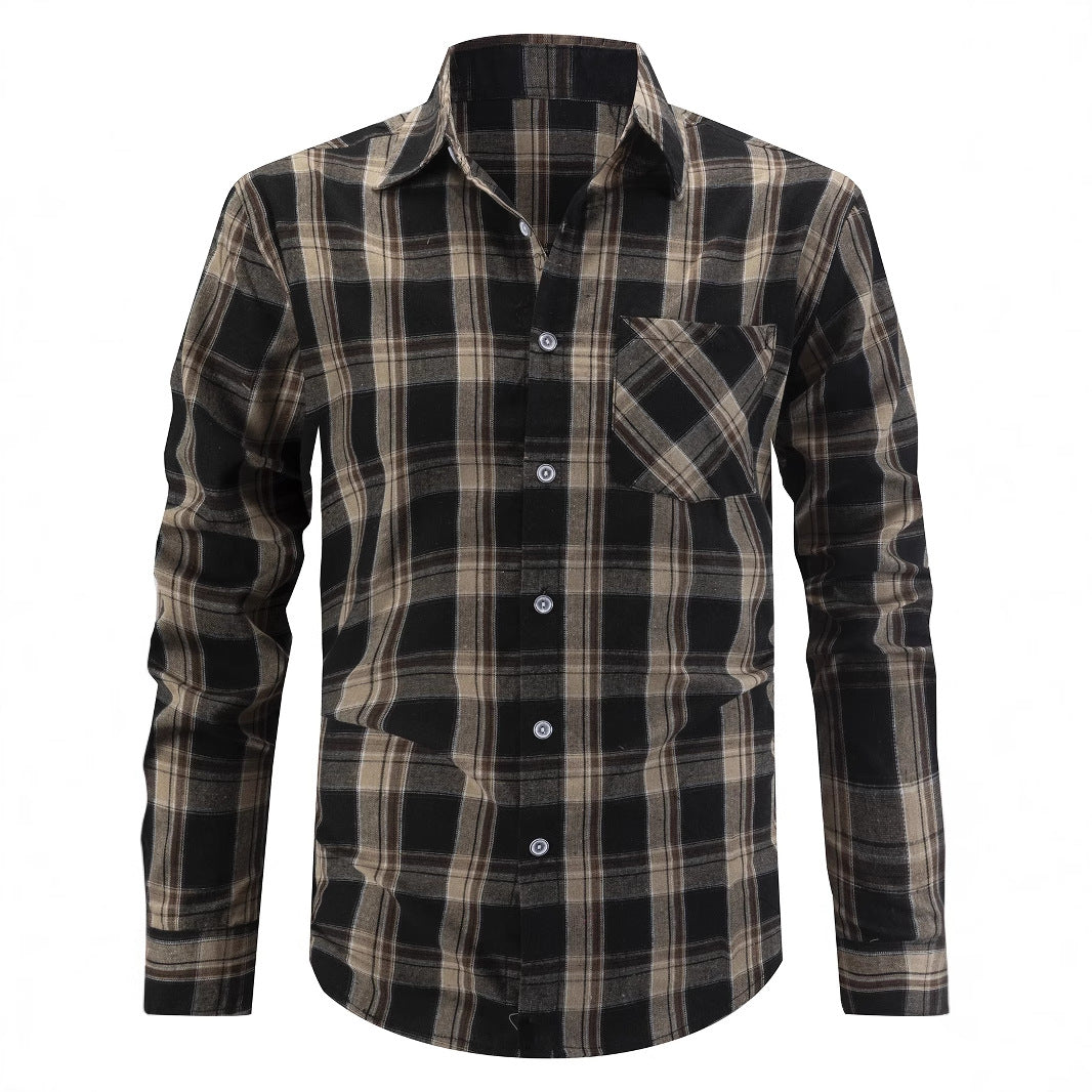 Herren kariertes Hemd mit Brusttasche und lockerem Schnitt Aliams