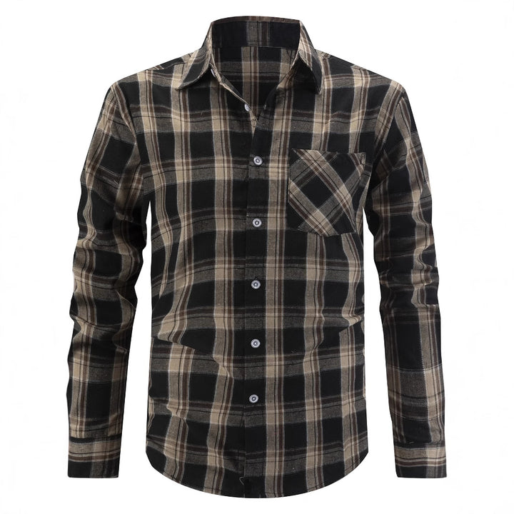 Herren kariertes Flanellhemd mit praktischem Brusttaschen-Design Aliams