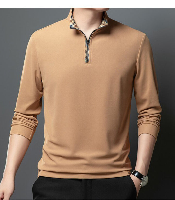 Herren Sportliches Langarmshirt mit Stehkragen und modischem Reißverschluss Aliams