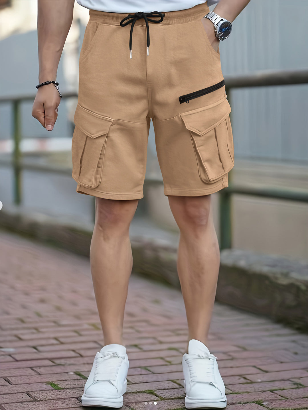 Herren Cargo-Shorts mit multifunktionalen Taschen und elastischem Bund Aliams