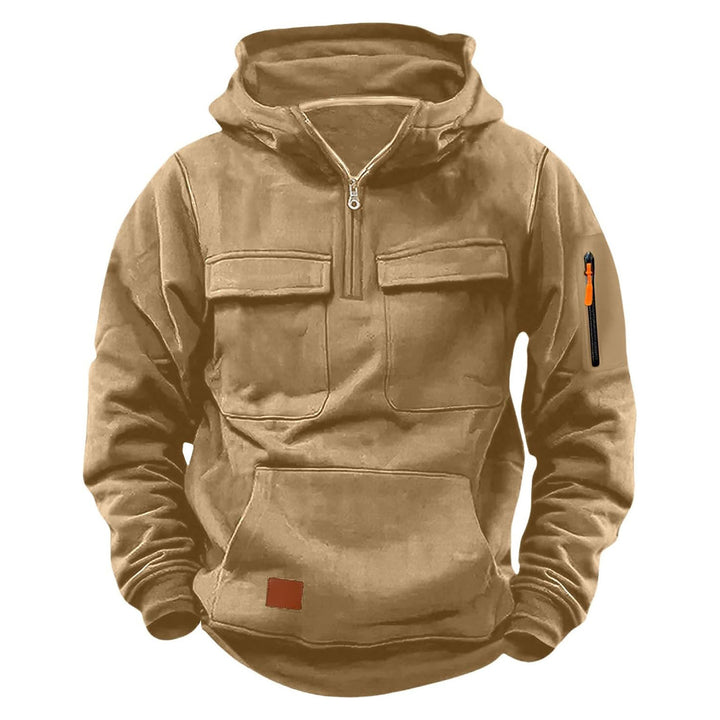 Herren funktionale Kapuzenjacke mit Reißverschluss und praktischen Taschen Aliams