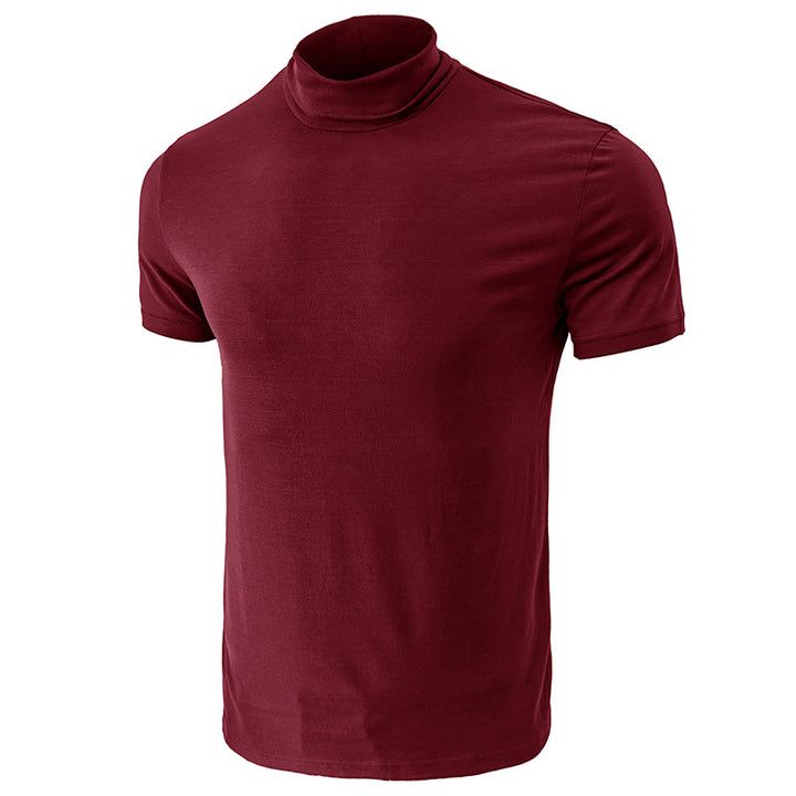 Herren Kurzarm-T-Shirt mit hohem Kragen und elastischem Material Aliams