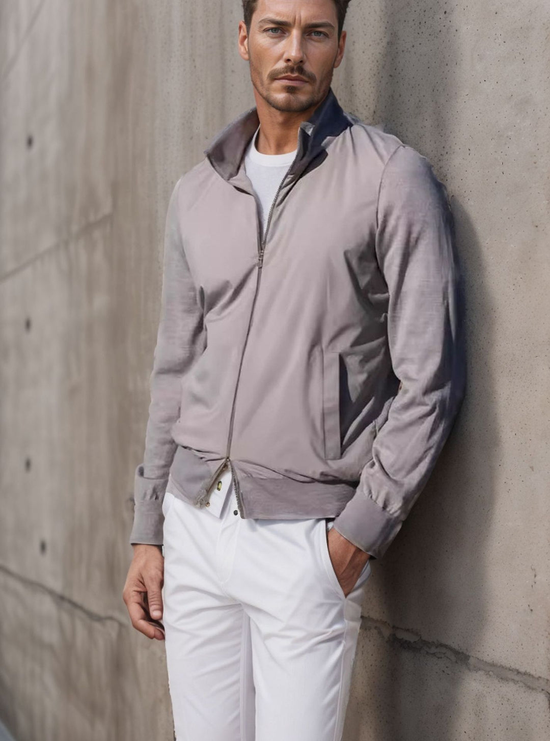 Herren stylische Freizeitjacke mit hohem Kragen und praktischen Taschen Aliams