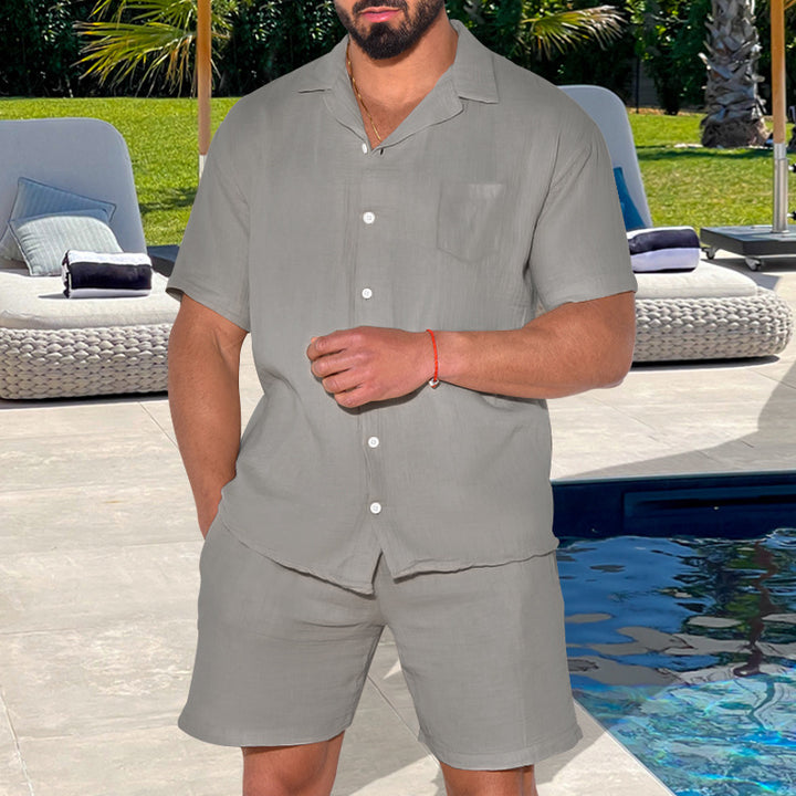 Herren sommerliches Kurzarm-Oberteil mit bequemen Shorts Aliams