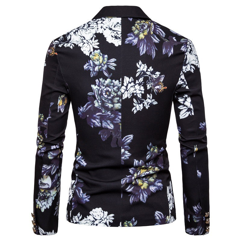 Herren eleganter Blazer mit floralen Mustern und strukturiertem Design Aliams