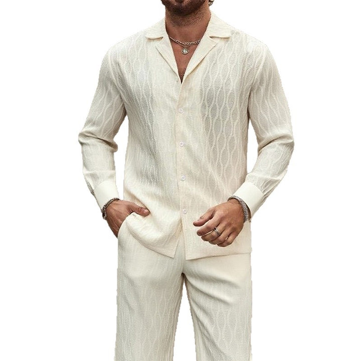 Herren eleganter Set mit feinem Strukturmuster und komfortablem Schnitt Aliams