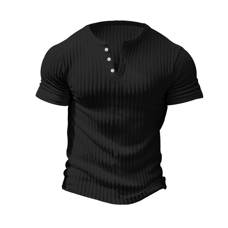 Herren Kurzarm-Henley-Shirt mit strukturiertem Stoff Aliams
